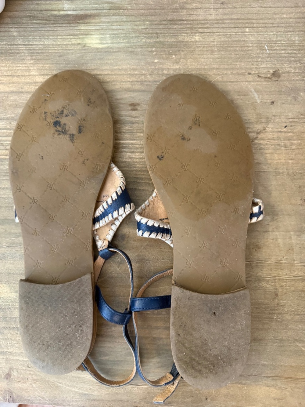 Jack Rogers Maci Sandals - Midnight Blue with Gold Whipstitching - Picture 4 of 6